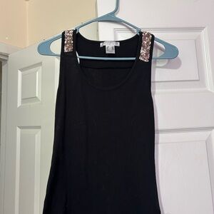 ✨Sexy Elegant Black VENUS Sleeveless Tank Top w/ Gold Sequin Detail✨
